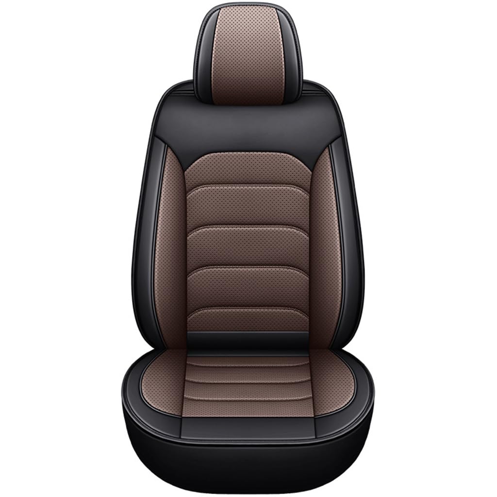XZQSJHP Car Seat Cover für Civic 2018-2023,Leather Cushion Single Seat Cushion Ventilated Seat Protectors Side Airbag Compatible,A-Black Brown von XZQSJHP
