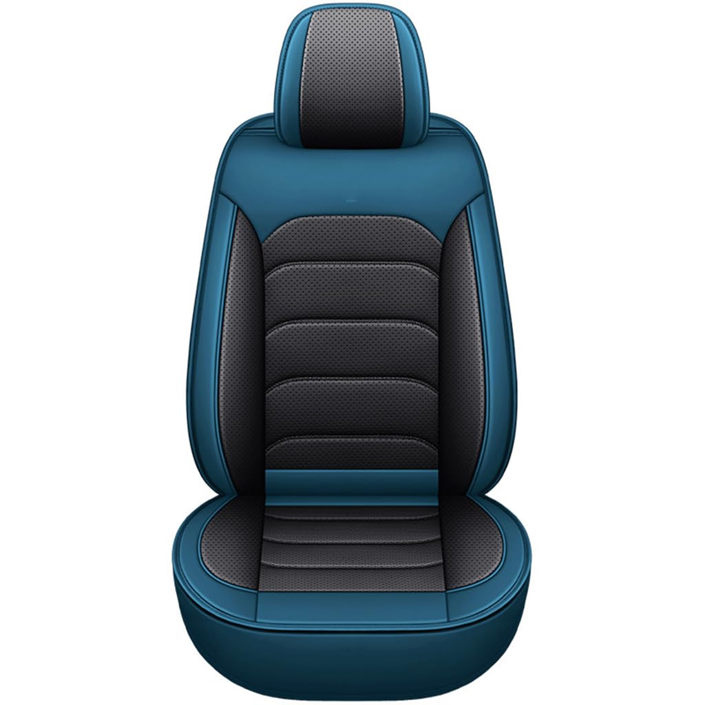 XZQSJHP Car Seat Cover für KIA Soul 2010-2023,Leather Cushion Single Seat Cushion Ventilated Seat Protectors Side Airbag Compatible,A-Black Blue von XZQSJHP