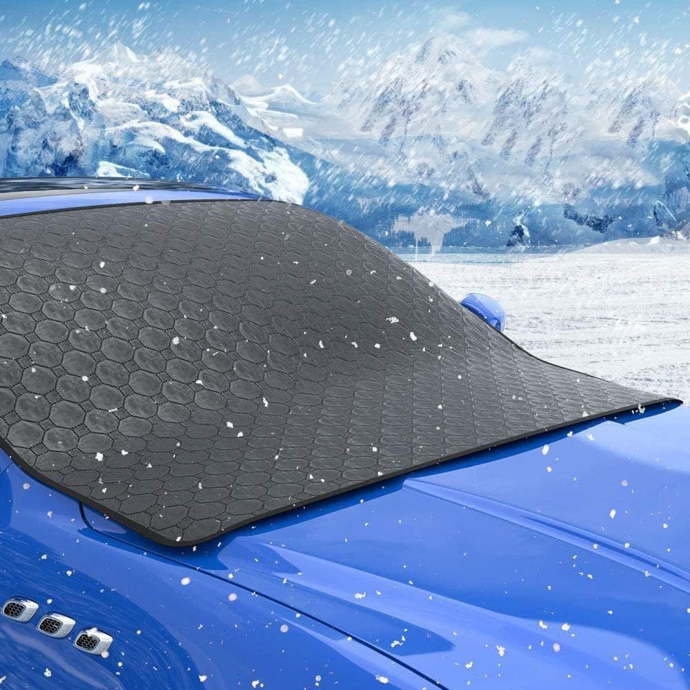 Auto-Windschutzscheibenabdeckung gegen Hagel und Schnee, verdickte Winterscheibe mit robustem Seilhaken und Aufbewahrungstaschen-Zubehör, geeignet für die meisten Autos, SUV(152 x 124 cm)2 Stück von XZXWZX