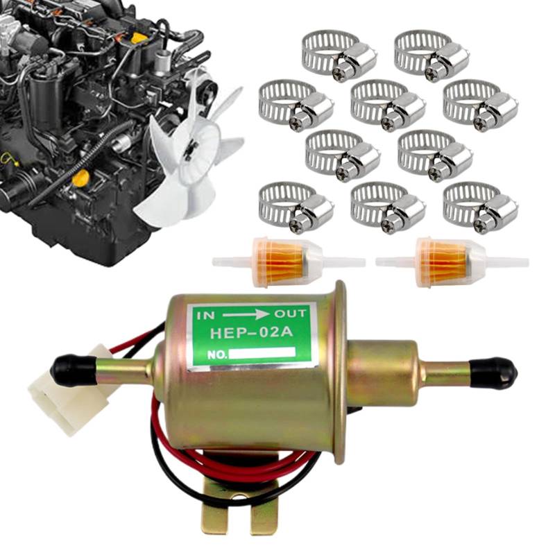 12V-Pumpe, Inline-Pumpe - 12V Rasenmäher-Pumpen-Set - Niederdruck-Vergaser-Motorpumpe, langlebige Inline-Transferpumpe Hep-02A für Autobesitzer von Xasbseulk