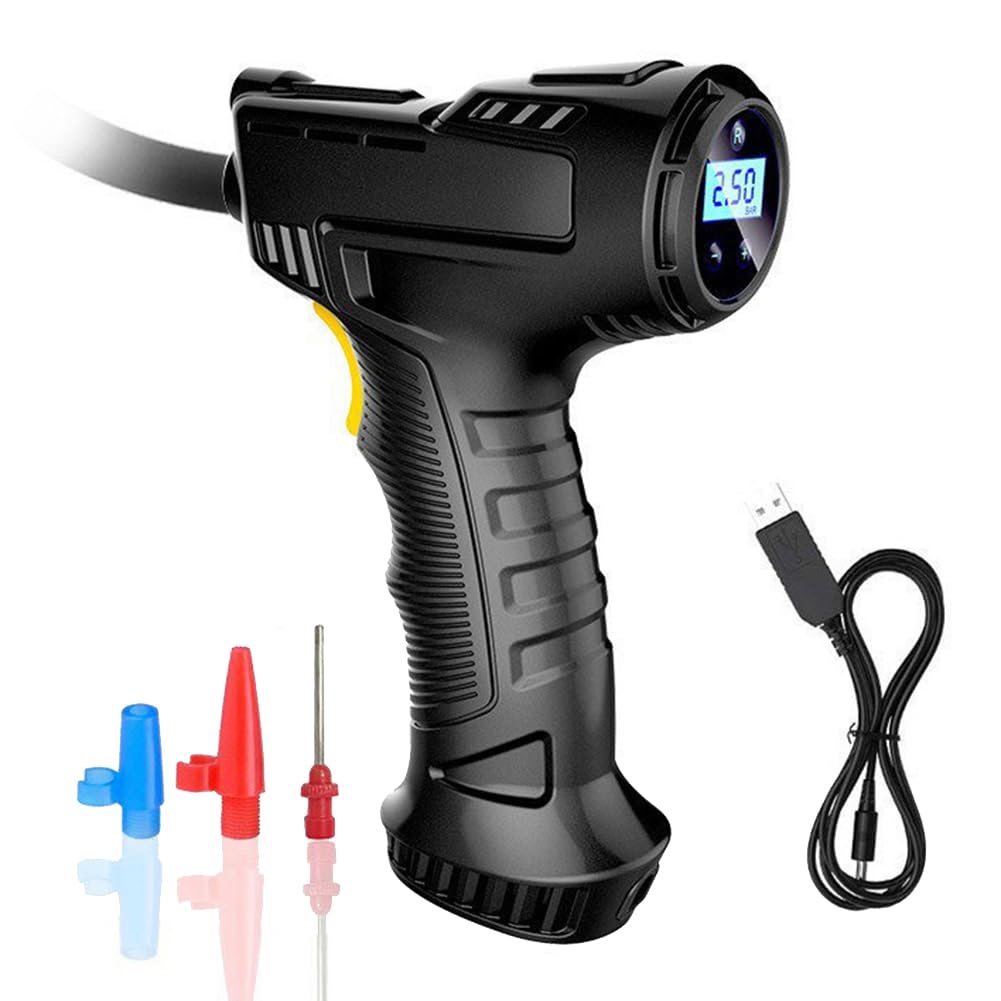 Xbsduih 120 W Handluftkompressor Drahtlose Aufblasbare Pumpe Tragbare Luftpumpe Reifenfüller Digital für Auto-Fahrradbälle von Xbsduih