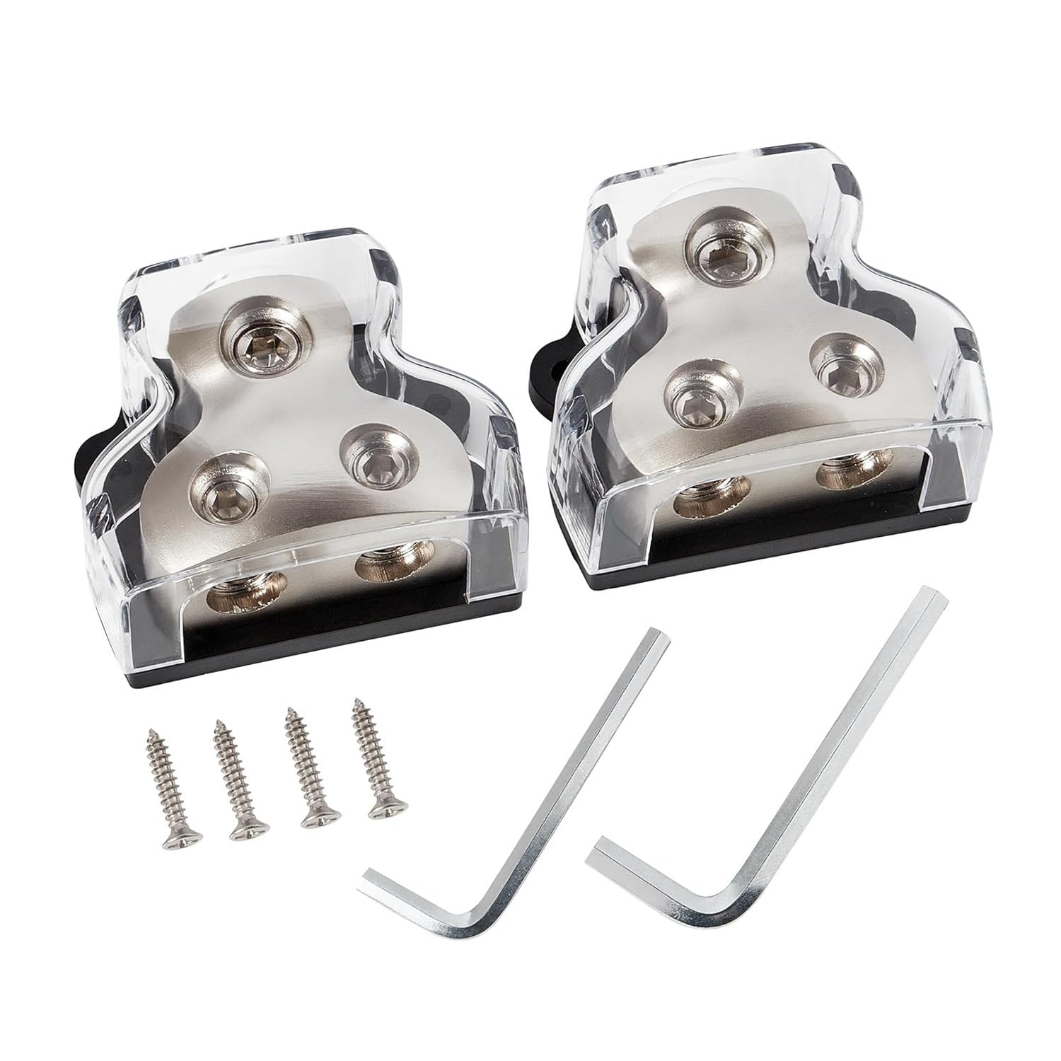 Xbsduih 2PCS 2-Wege-Stromverteilungsblock Audioverstärker-Splitter 0/2/4 Gauge in 4/8 Gauge Out Auto-Auto-Audio-Verteilungs-Verbindungsblock von Xbsduih