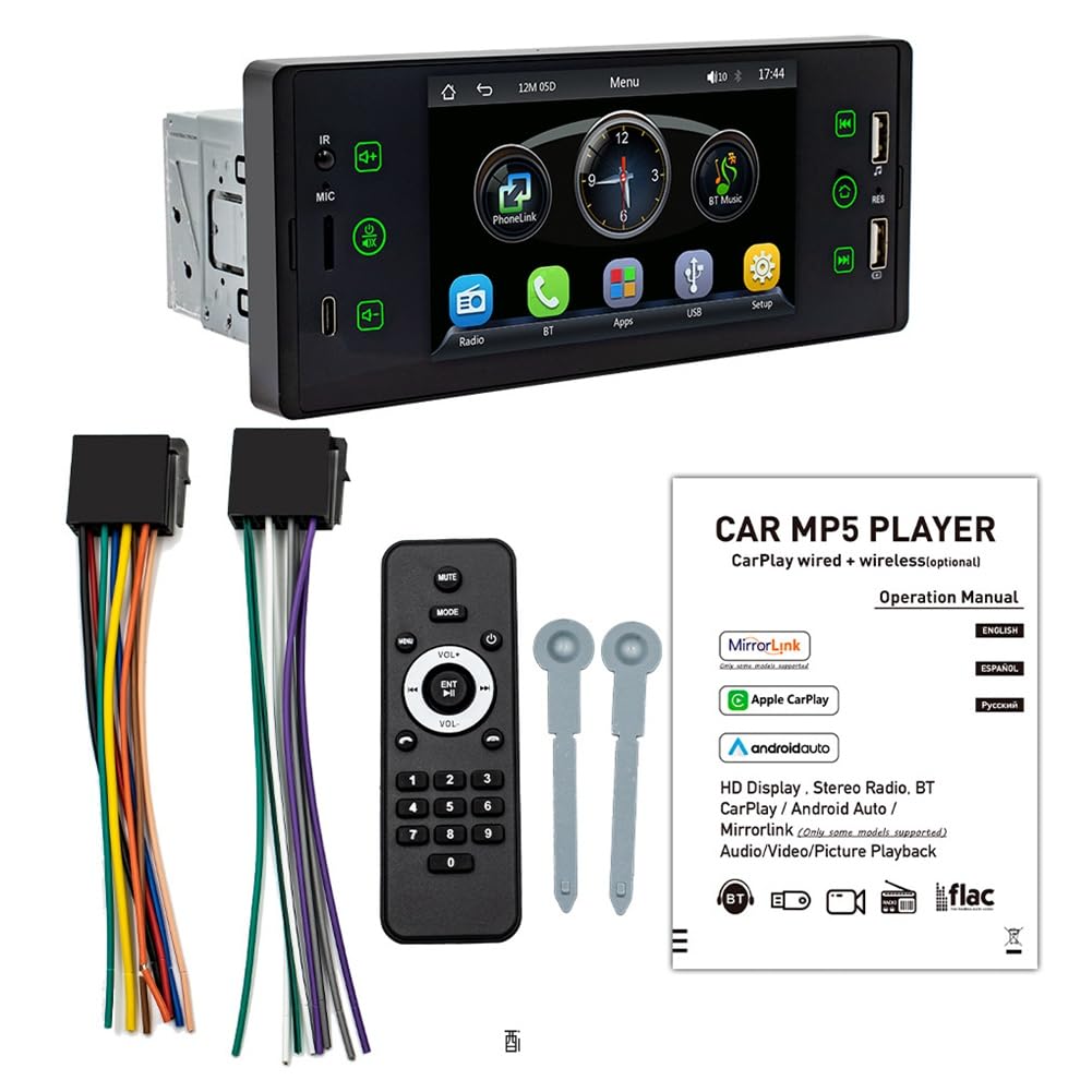 Xbsduih 5-Auto-MP5-Player, Kabelloses CarPlay-Android-Audiosystem, Haupteinheit, 1-DIN-Autonavigation von Xbsduih