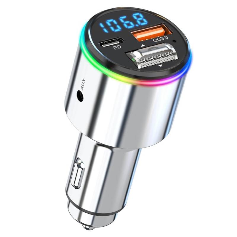 Xbsduih Auto Bluetooth 5.3 FM-Transmitter MP3-Player Audio-Transmitter Multi-Mode-Anschluss Autoadapter Schnellladegerät für Alle Autos von Xbsduih