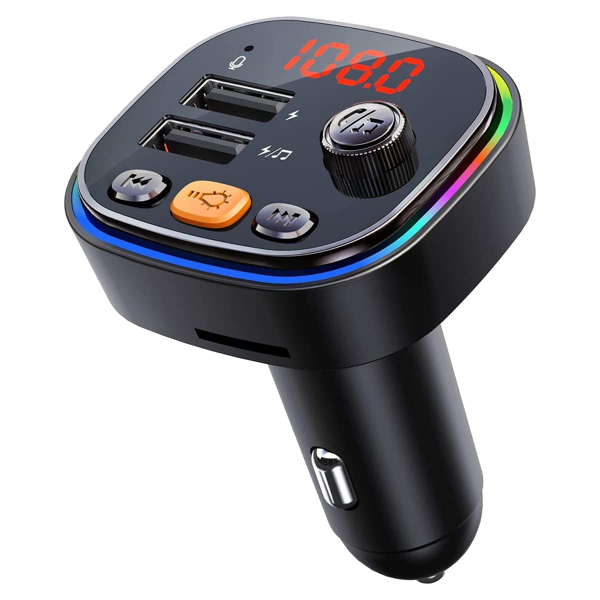 Xbsduih Auto-Bluetooth-FM-Transmitter, Kabelloser Radioadapter mit Mikrofon und 2 USB-LadegeräTen, UniversalladegeräT, MP3-Musikplayer von Xbsduih