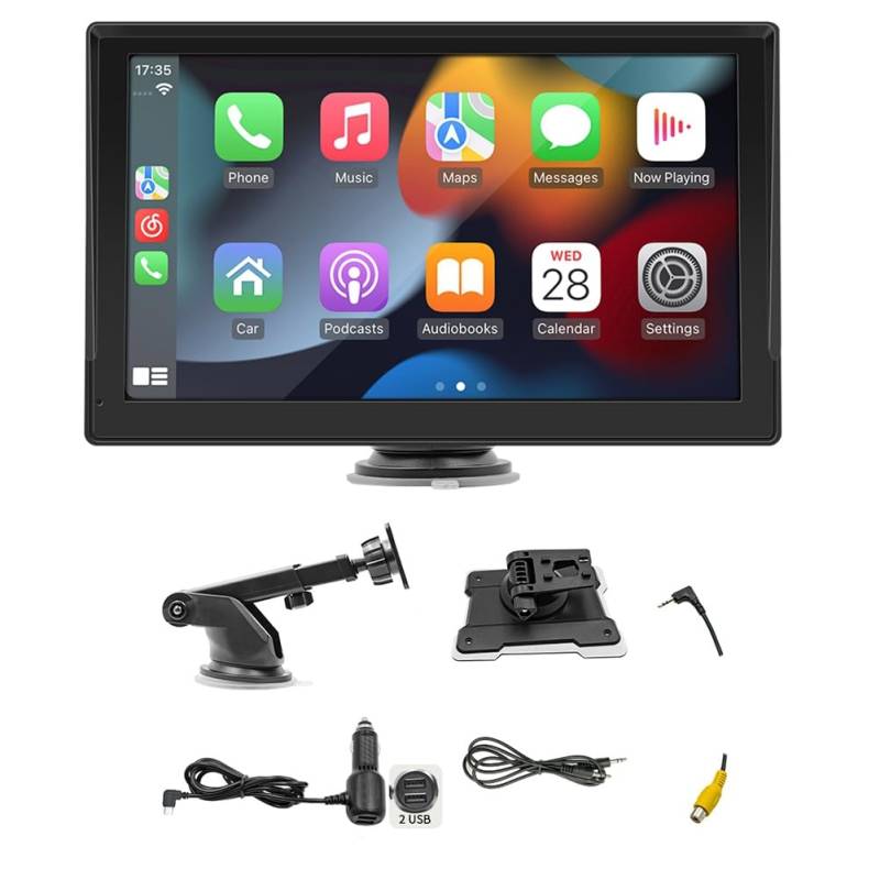 Xbsduih Wireless Carplay 9-Portables Auto-Bluetooth-Mp5-Player Android Auto Zentrale Steuerung HD-Fahrtenaufzeichnungsgerät Schwarz von Xbsduih