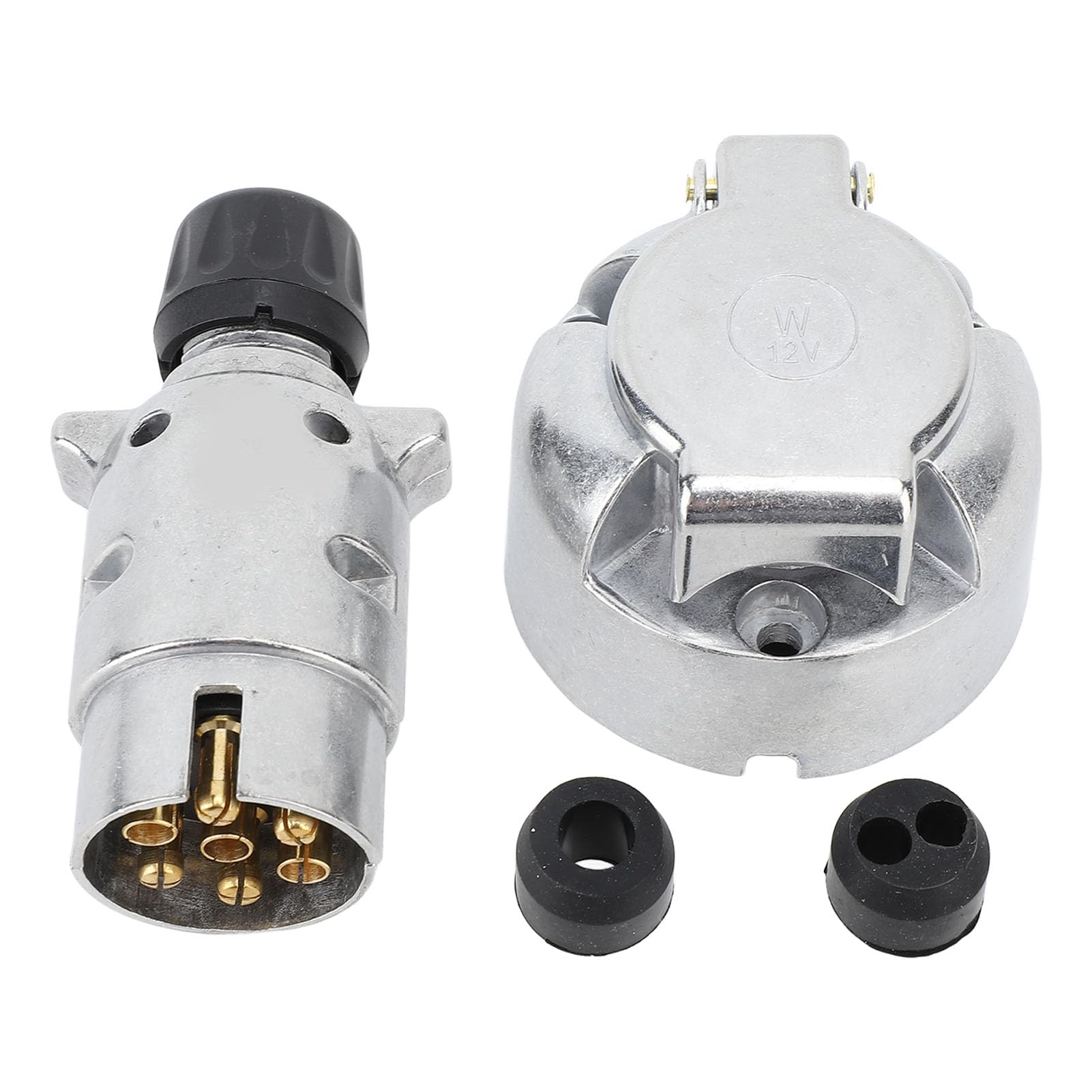 Xeamotor Anhänger-Steckdosen-Set aus Aluminiumlegierung, DC12V 7-poliger Steckdosen-Verkabelungsstecker-Adapter-Set für Wohnmobile, Schiffe von Xeamotor