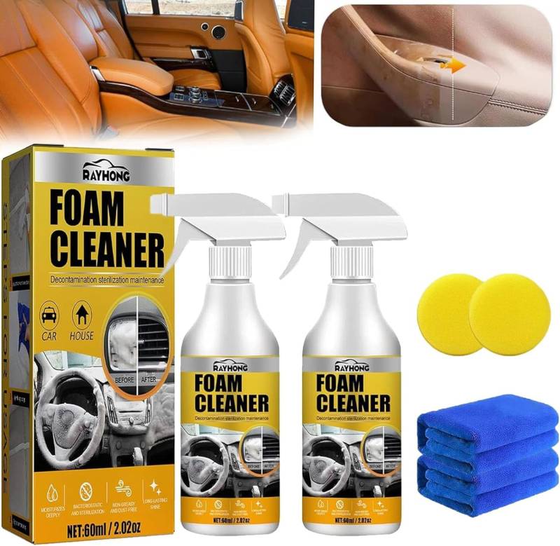 Xevinas Schaumreiniger Auto | Foam Cleaner | Mehrzweck Schaumreiniger | Auto Innenraum Reiniger | Mehrzweck Schaumreiniger Kunststoffreiniger Schaumreiniger Schaumreiniger Für Alle Zwecke (2stk) von Xevinas