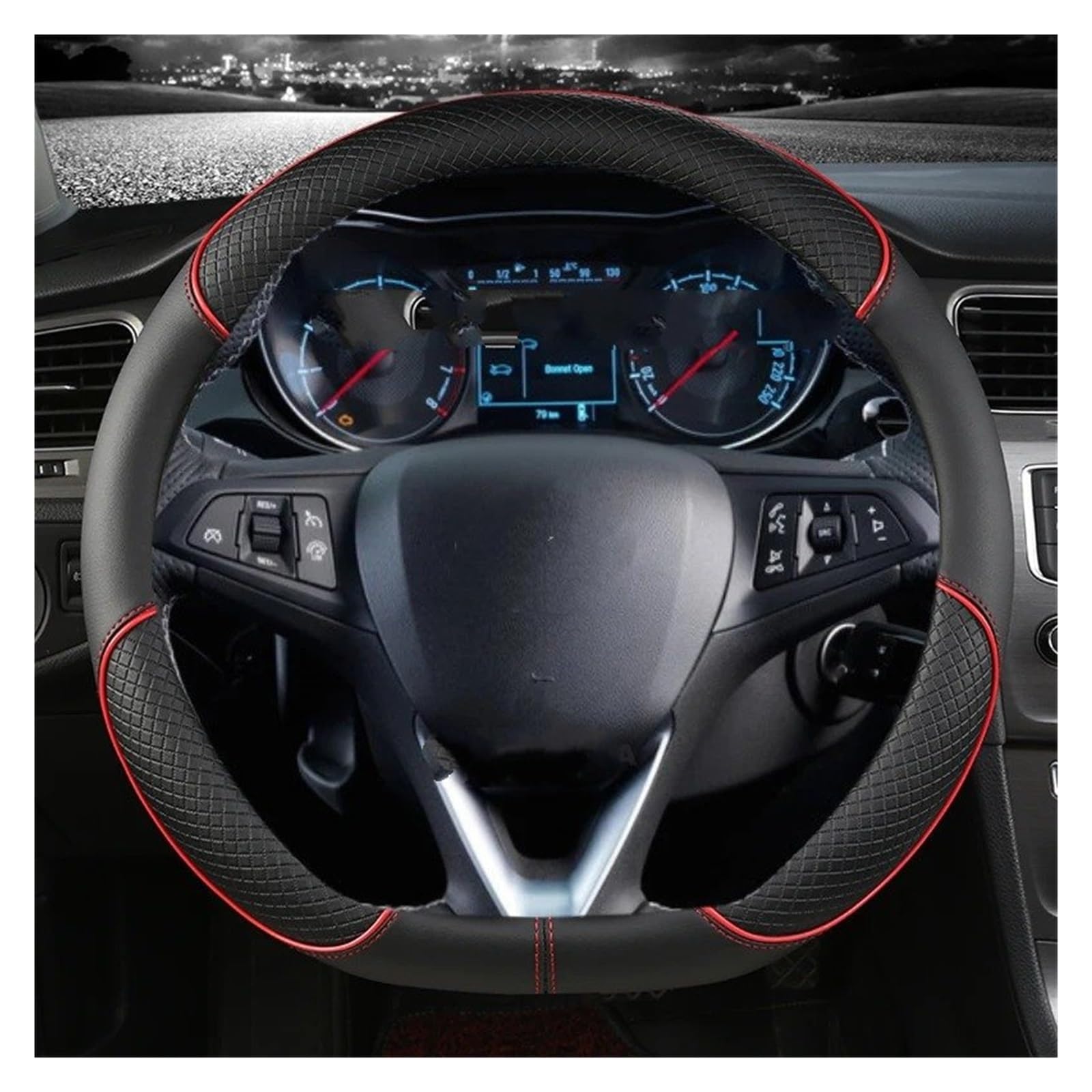 Auto Lenkradbezug Auto Lenkrad Abdeckung Für Crossland X Für Grandland X Für Insignia 2017 2018 2019 2020 2021 2022 Auto Zubehör Lenkradabdeckungen(RED D Shape) von Xgupxuc