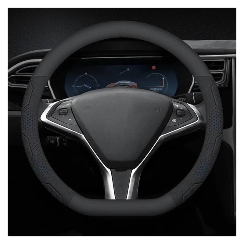 Auto Lenkradbezug Für Tesla Für Modell 3 Für Modell Für Y Für Modell Für S Für Modell Für X Wildleder Leder Auto Lenkrad Abdeckung Auto Zubehör Lenkradabdeckungen(D Leather Blue) von Xgupxuc