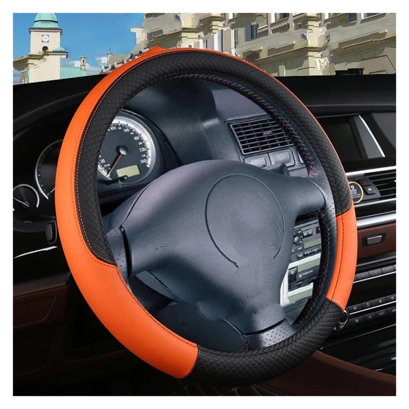 Auto Lenkradbezug Für VW Für Golf 4 Für MK4 Für IV Auto Lenkrad Abdeckung PU Leder Nicht-Slip Auto Zubehör Innen Lenkradabdeckungen(Braun) von Xgupxuc