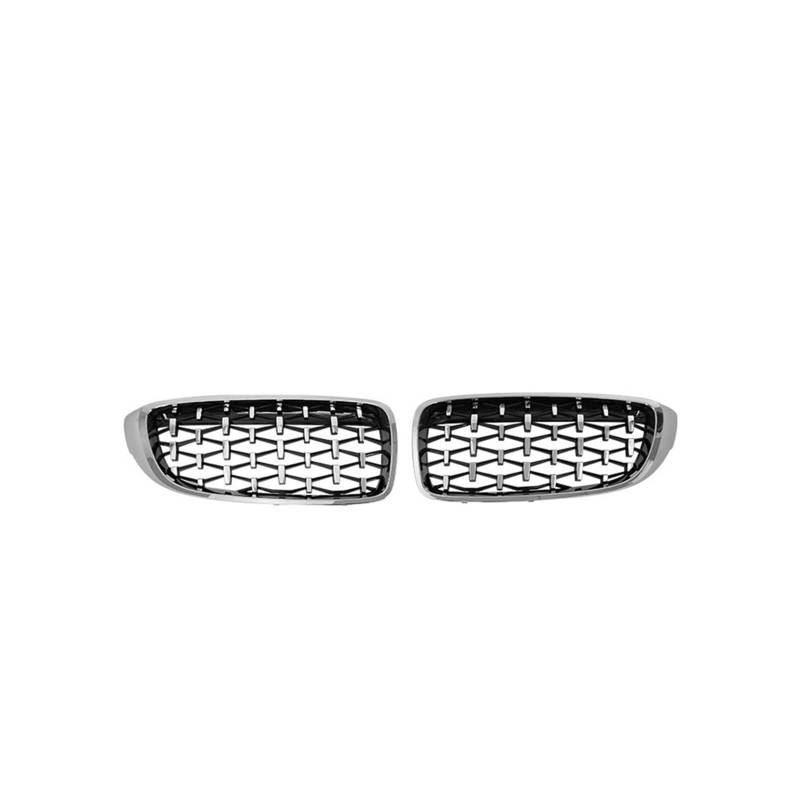 Doppelsteg Nieren Vorne Grill 2-teiliger Frontstoßstangen-Diamant-Nierengrill, Renngrill Für F32 F33 F36 F80 F82 Cabriolet Coupe 425i 430i 440i 435i 2013-2015 2016 2017 2018 Grill Front(Silber) von Xgupxuc