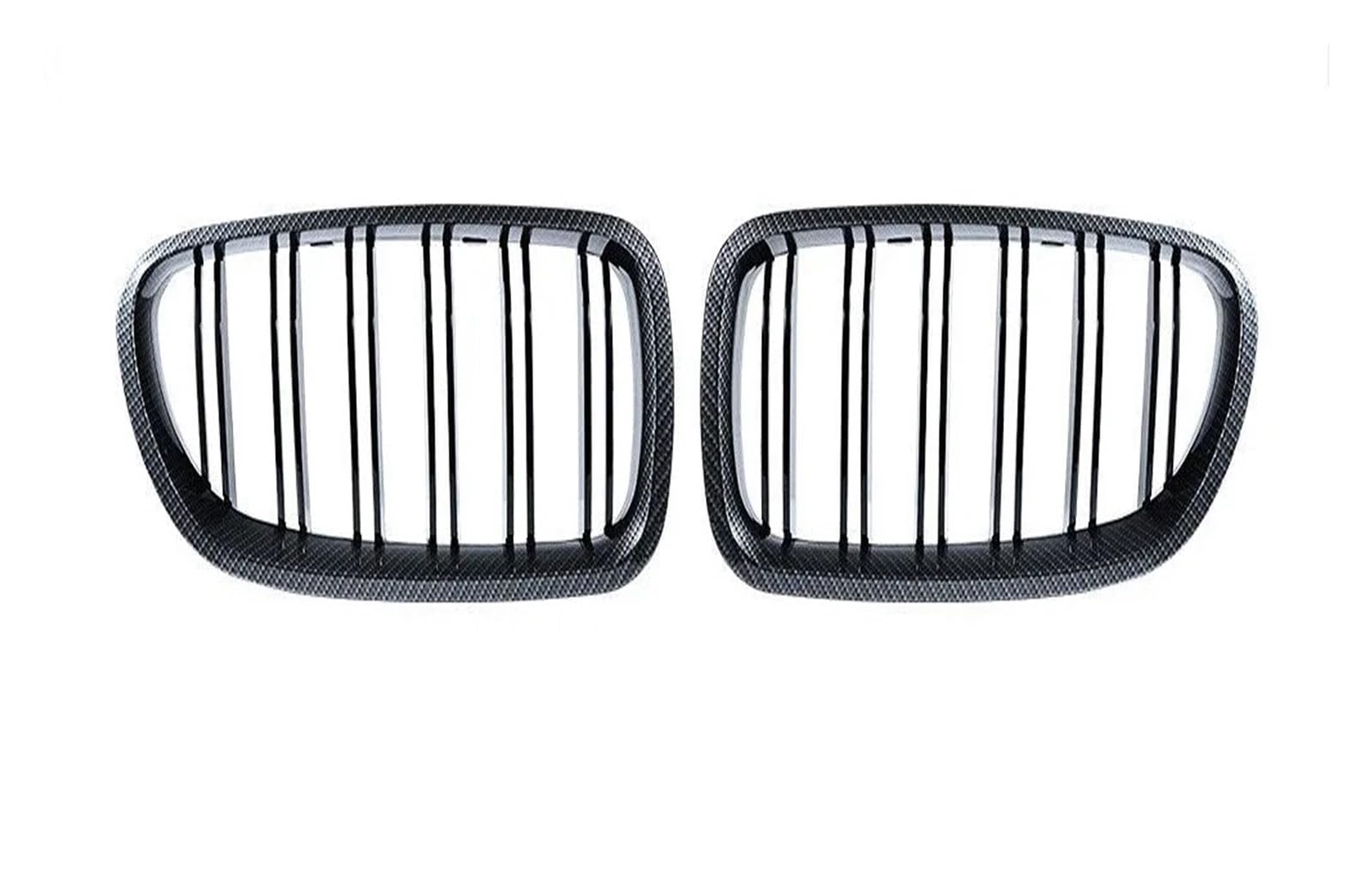 Doppelsteg Nieren Vorne Grill 2-teiliger Nierengrill Für 5er F10 F11 F18 2010-2017 Im Autostil Glänzend Schwarz Doppellamellen-Frontgrill Dual Line Racing Grilles Grill Front(Carbon Look) von Xgupxuc