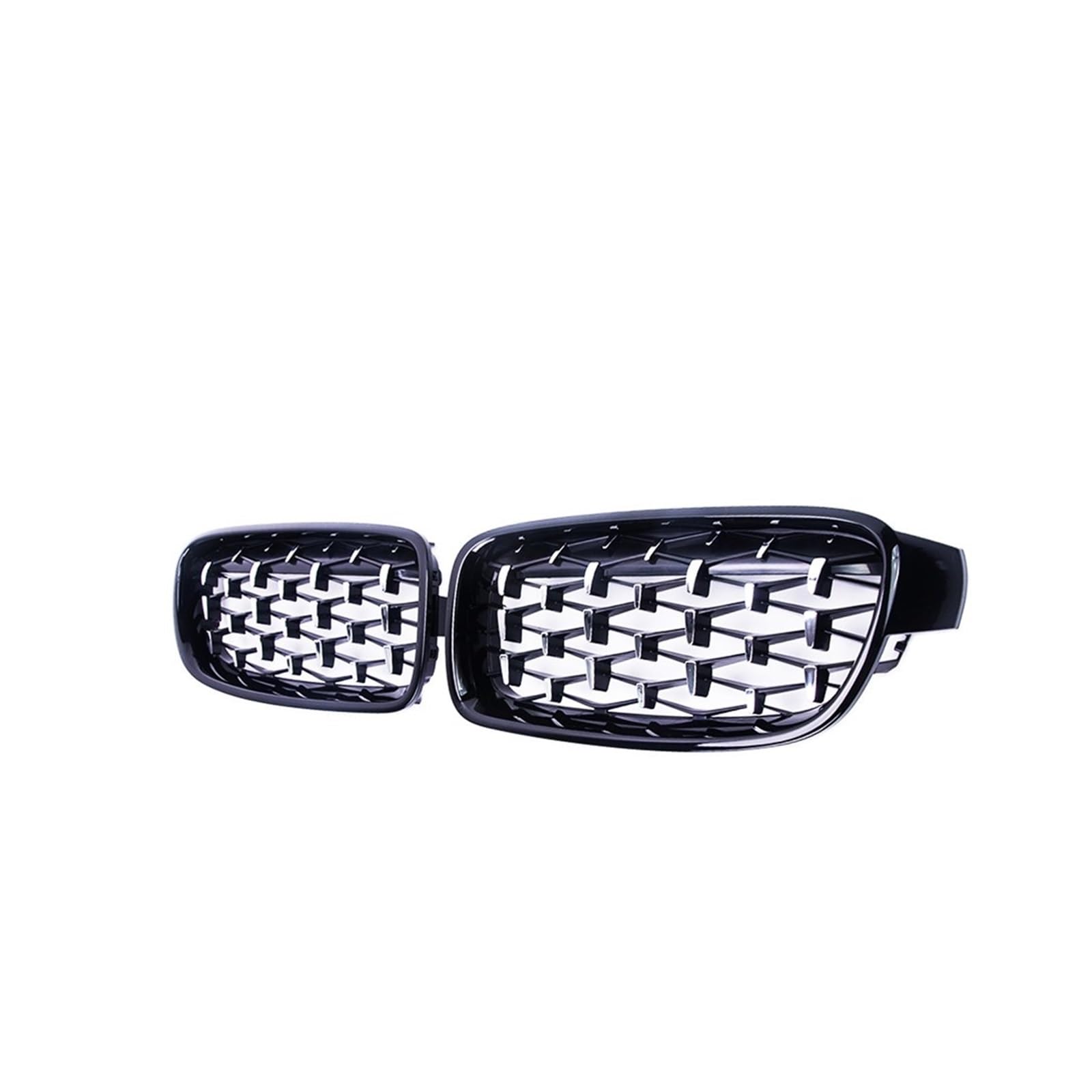 Doppelsteg Nieren Vorne Grill EIN Paar Chrom-Nierengitter Im Meteor-Stil, Diamant-Renngitter Für 3er-Reihe F30 F35 F31 2012 2013–2017 2018 Grill Front(Black and Silver) von Xgupxuc