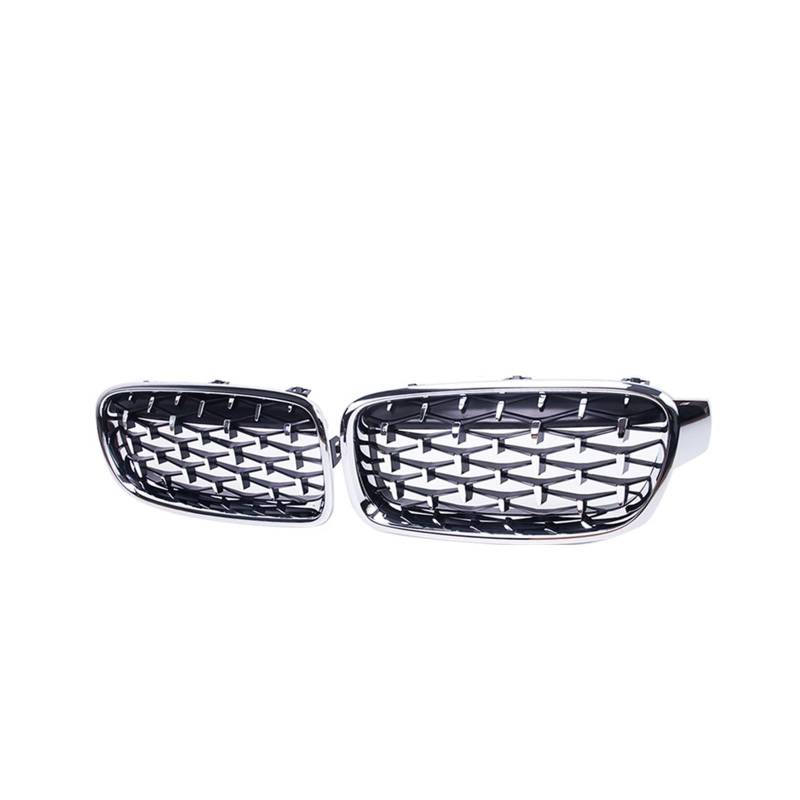 Doppelsteg Nieren Vorne Grill EIN Paar Chrom-Nierengitter Im Meteor-Stil, Diamant-Renngitter Für 3er-Reihe F30 F35 F31 2012 2013–2017 2018 Grill Front(Full Silver) von Xgupxuc