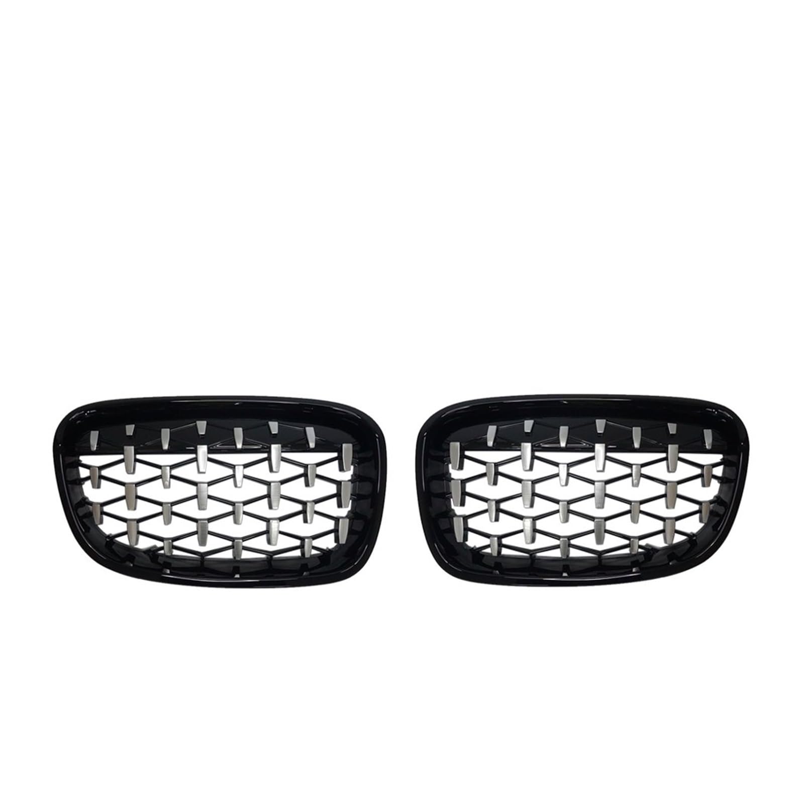 Doppelsteg Nieren Vorne Grill EIN Paar Für 1er F20 F21 116i 118i 2011 2012 2013 2014 Diamantgrill Nieren-Renngitter Mesh Meteor Style Autozubehör Grill Front(Black and Silver) von Xgupxuc