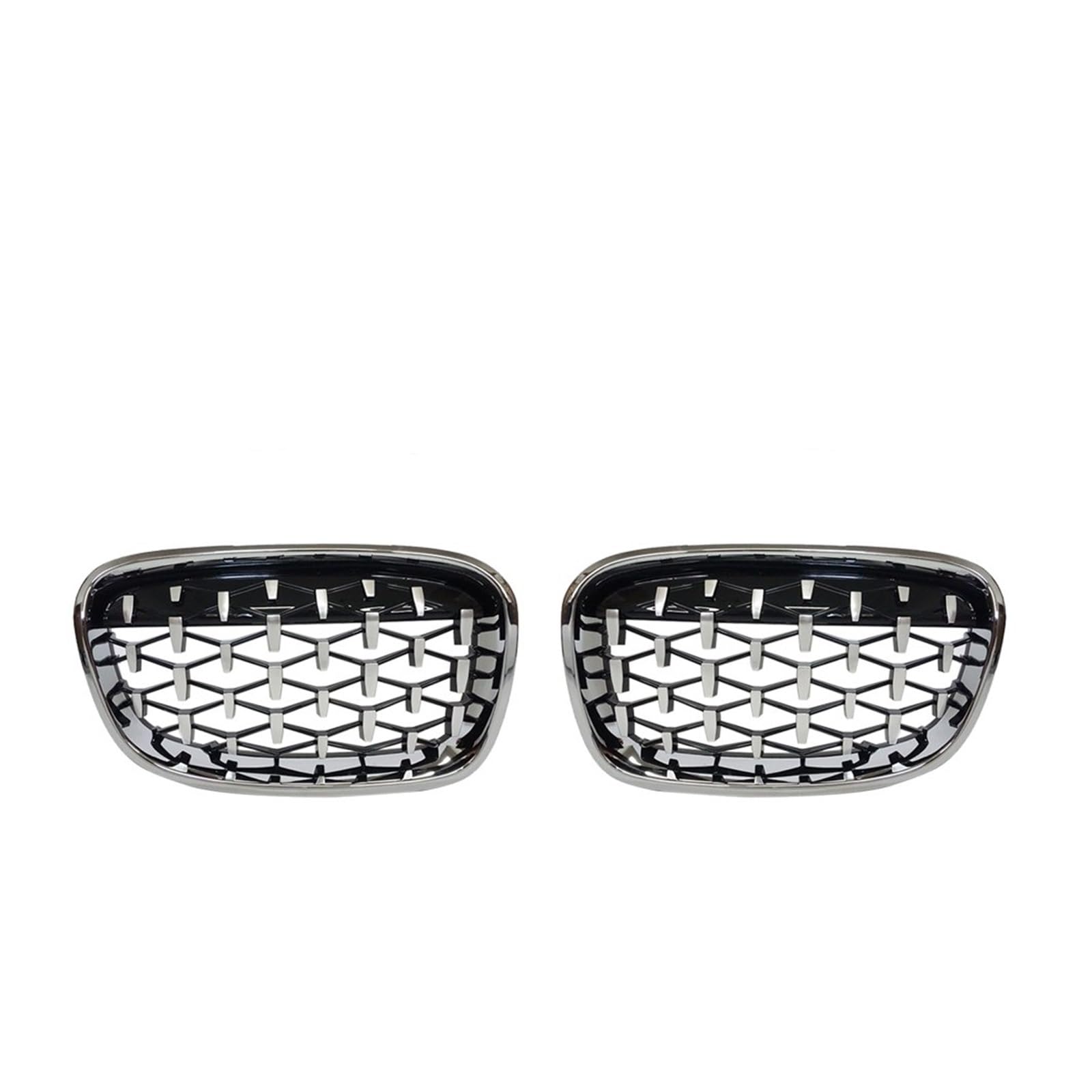 Doppelsteg Nieren Vorne Grill EIN Paar Für 1er F20 F21 116i 118i 2011 2012 2013 2014 Diamantgrill Nieren-Renngitter Mesh Meteor Style Autozubehör Grill Front(Full Silver) von Xgupxuc