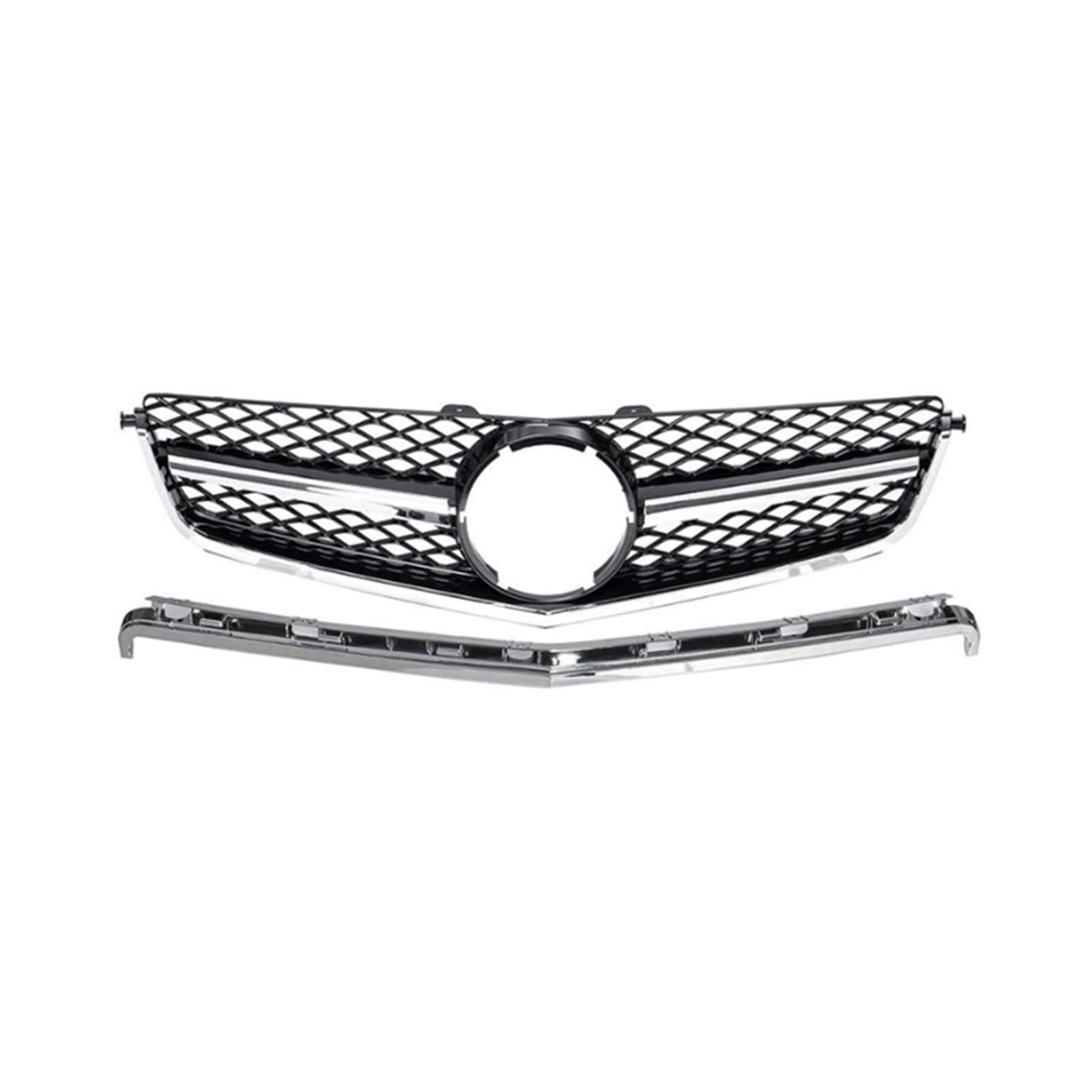 Doppelsteg Nieren Vorne Grill Für Benz C Klasse W204 C63 Für AMG 2008 2009 2010 2011 Front Hood Grille Racing Grill Upgrade Grills Tuning Grill Front(Silber) von Xgupxuc