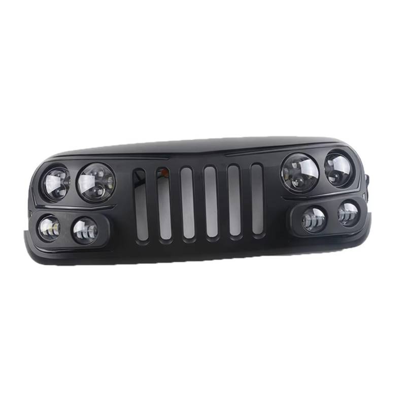 Doppelsteg Nieren Vorne Grill Für Jeep Für Wrangler JK 2007-2017 Renngrill Haubengrill ABS Mattschwarz Autoteile Frontstoßstangengitter Mit Lichterverkleidung Grill Front von Xgupxuc