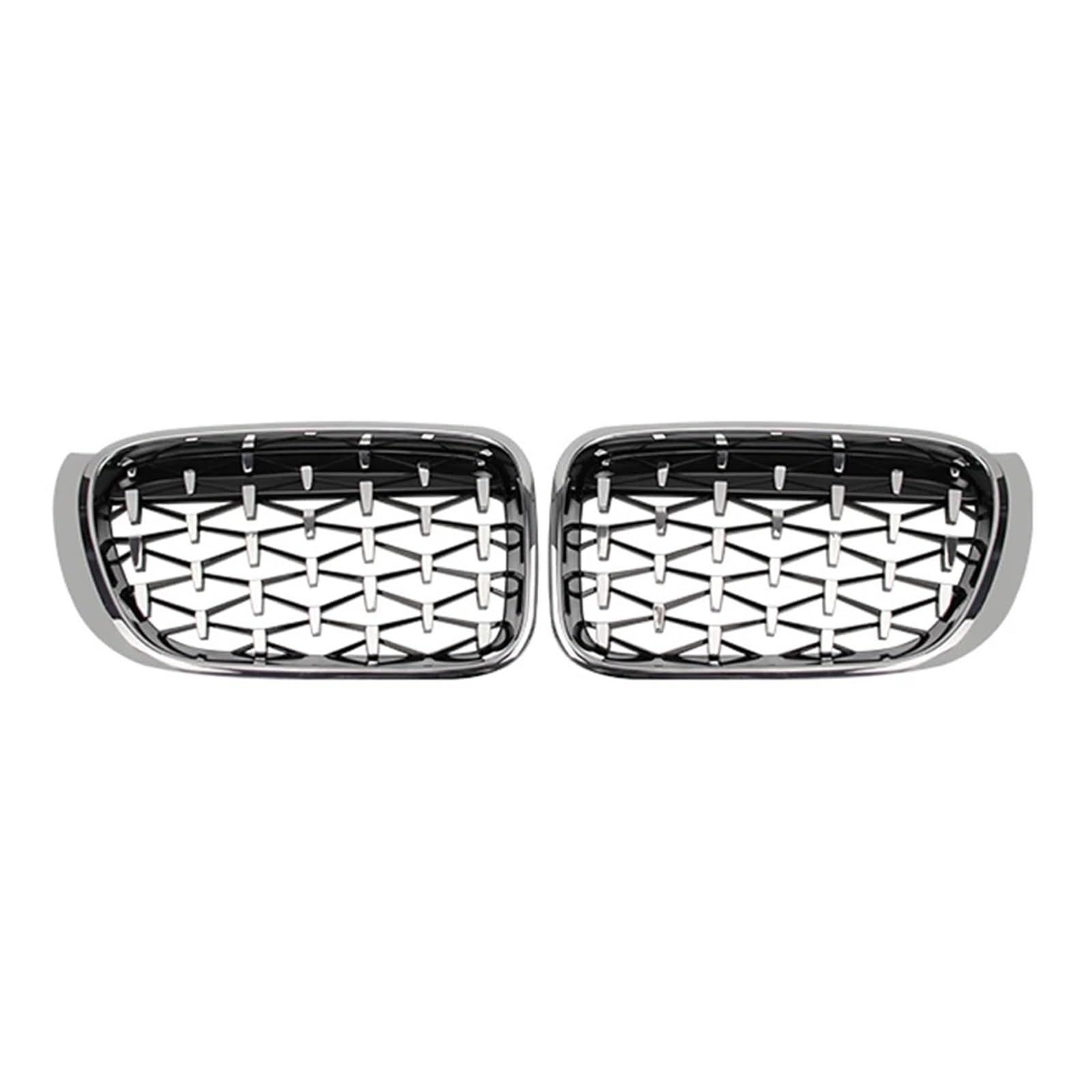 Doppelsteg Nieren Vorne Grill Für X3 X4 F25 F26 2014 2015 2016 2017 Auto Kühlergrill Racing Grills Diamant Nieren Gitter Chrom Meteor Stil Glanz Schwarz Grill Front(Silber) von Xgupxuc