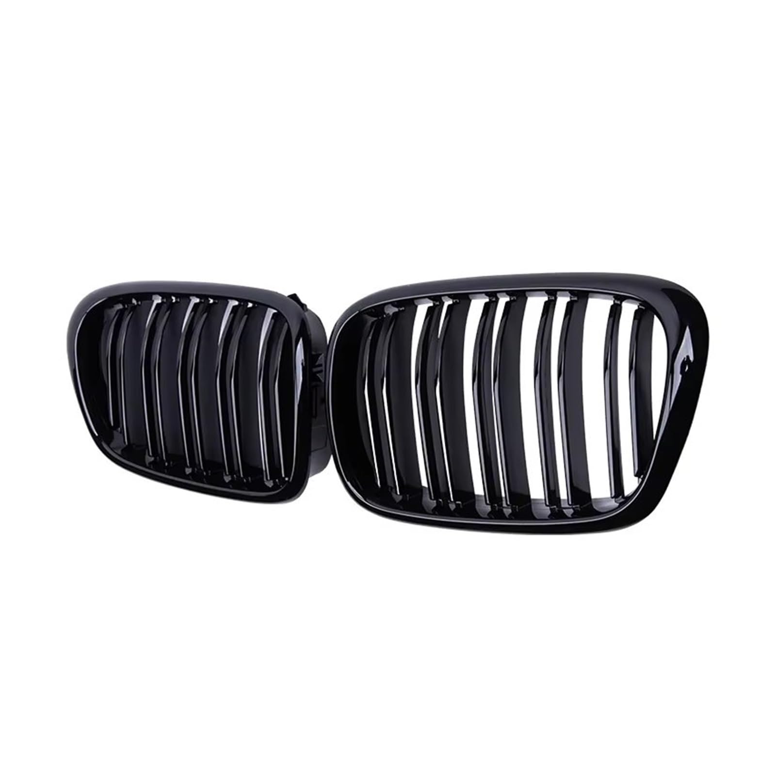 Doppelsteg Nieren Vorne Grill Glanz Schwarz Auto Vorderen Stoßfänger Haube Niere Racing Grill Dual Lamellen Gitter Für E39 5-Serie 525 528 1999 2000 2001 2002 2003 Grill Front von Xgupxuc