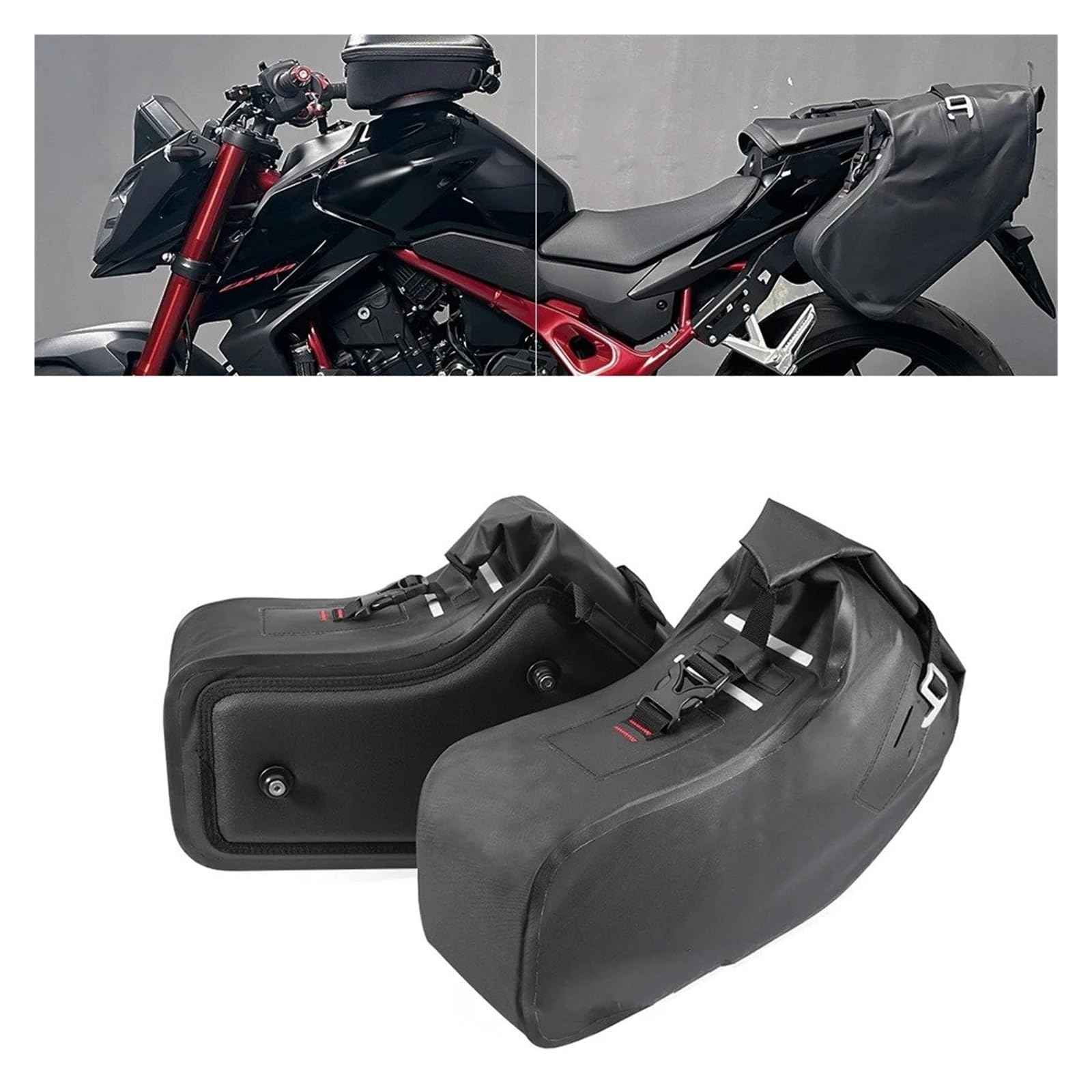 Motorrad-Heckgepäck Motorrad Gepäckträger Für CB750 Für Hornet 750 Für Halter CB 750 2023-2024 Satteltasche Gepäck Lagerung Tasche Halterung Sattel Tasche Rack Racing Koffer(2pcs Bags) von Xgupxuc