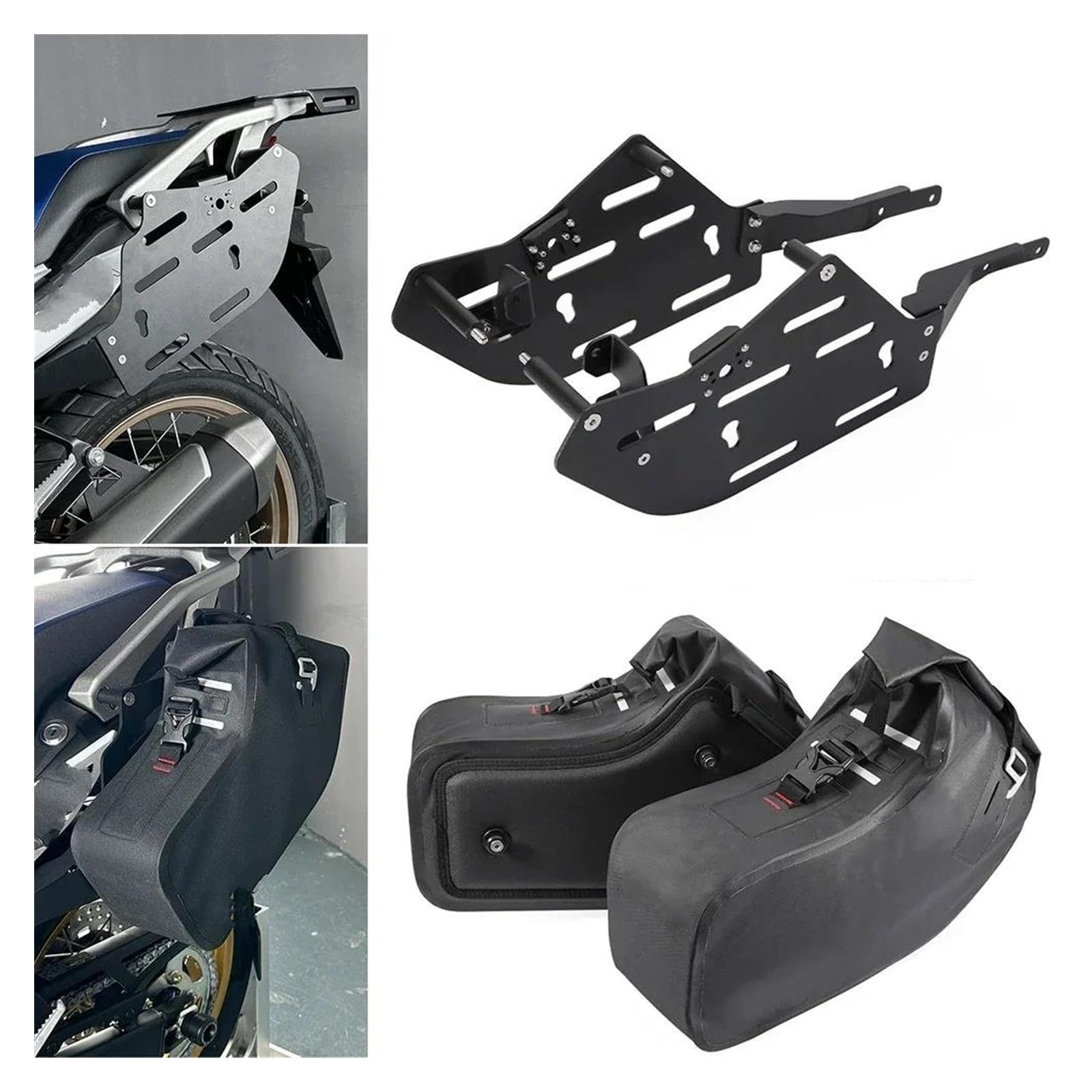 Motorrad-Heckgepäck Motorrad Gepäckträger Für XL750 Für Transalp 750 2023-2024 wasserdichte Satteltasche Halterung Halter Motorrad Seite Tasche Lagerung Pannier Gepäck Rack(Bag and Bracket) von Xgupxuc