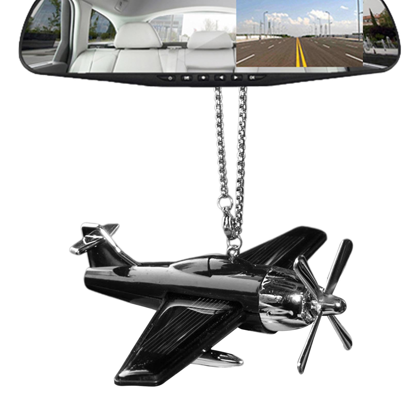 Xianghaoshun Flugzeug-Ornament, Hubschrauber-Ornament - Solarbetriebener dekorativer Autoanhänger | Hubschrauber-Modellauto-Rückspiegel-Aufhänger, Autozubehör, Auto-Rückspiegel-Ornamente für von Xianghaoshun