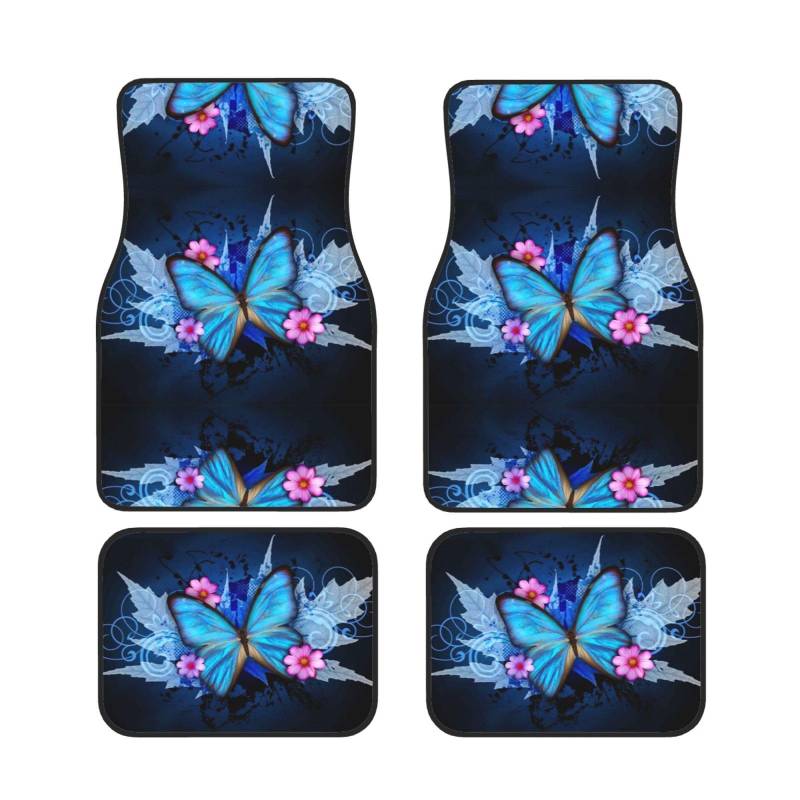 Animal Butterfly Universal Auto Fußmatten Set von 4 Stück – vorne & hinten Universal-Matte Innenraum Automatten für Autos, SUV, LKW & Van, rutschfest, Einheitsgröße von Xianhziq