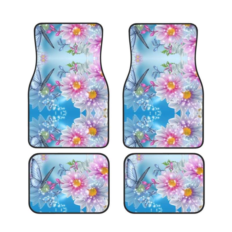 Butterfly Blossoms Universal Auto Fußmatten Set von 4 Stück – vorne & hinten Universal-Matte Innenraum Automatten für Autos, SUV, LKW & Van, rutschfest, Einheitsgröße von Xianhziq