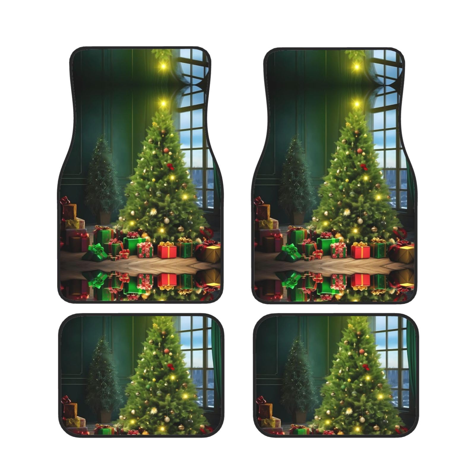 Christmas Trees-1 Universal Auto Fußmatten Set mit 4 Stück – vorne & hinten Universal-Matte Innenraum Automatten für Autos, SUV, LKW & Van, rutschfest, Einheitsgröße von Xianhziq