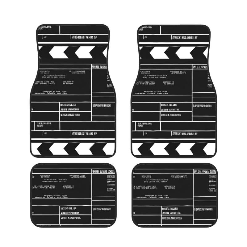 Classic Movie Clapboard Schwarz Universal Auto Fußmatten Set mit 4 Stück – vorne & hinten Universal-Matte Innenraum Automatten für Autos, SUV, LKW & Van, rutschfest, Einheitsgröße von Xianhziq