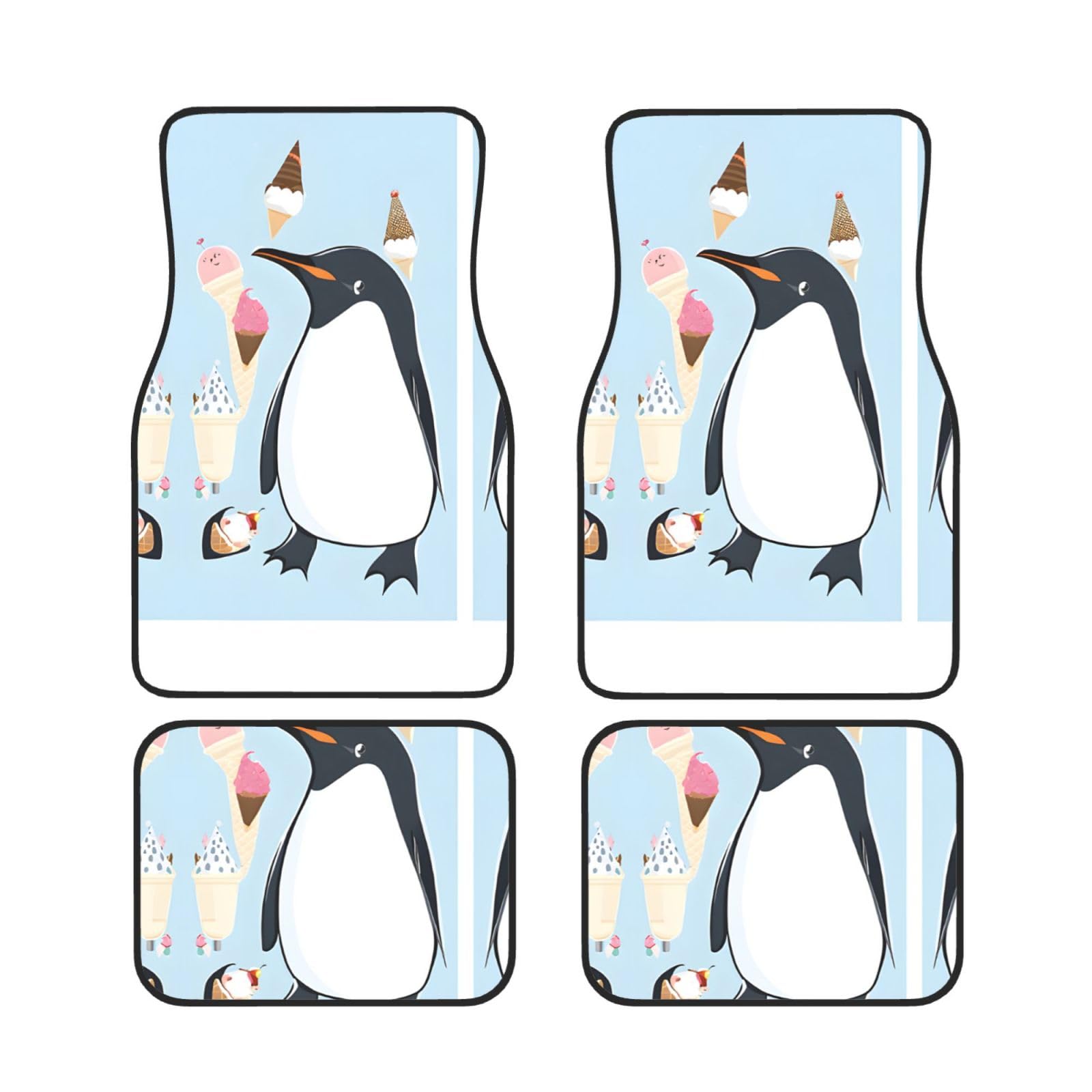 Cute Penguins Universal Auto Fußmatten Set von 4 Stück – vorne & hinten Universal-Matte Innenraum Automatten für Autos, SUV, LKW & Van, rutschfest, Einheitsgröße von Xianhziq