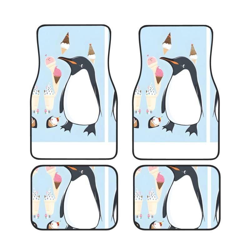 Cute Penguins Universal Auto Fußmatten Set von 4 Stück – vorne & hinten Universal-Matte Innenraum Automatten für Autos, SUV, LKW & Van, rutschfest, Einheitsgröße von Xianhziq