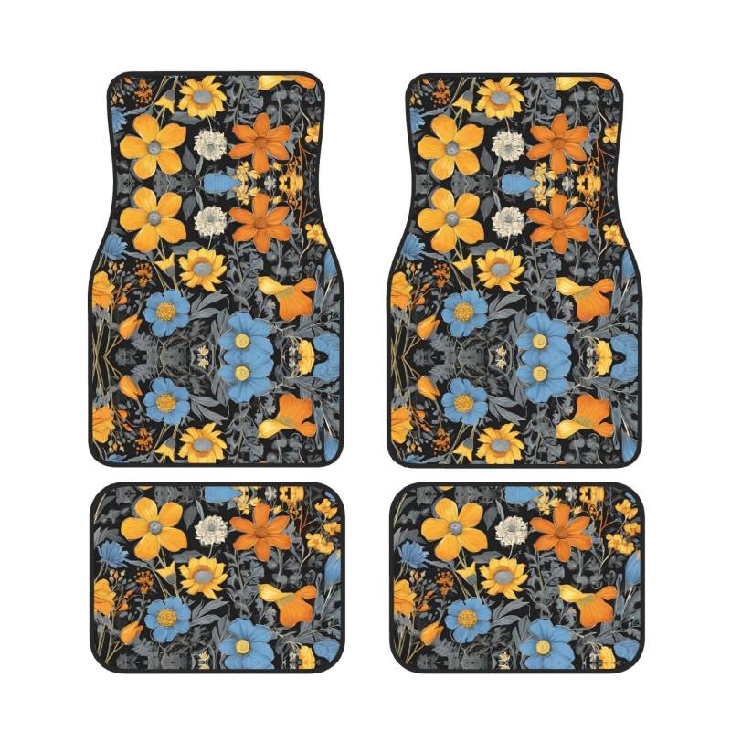 Hippie Patterns Universal Auto Fußmatten Set von 4 Stück – vorne & hinten Universal-Matte Innenraum Automatten für Autos, SUV, LKW & Van, rutschfest, Einheitsgröße von Xianhziq