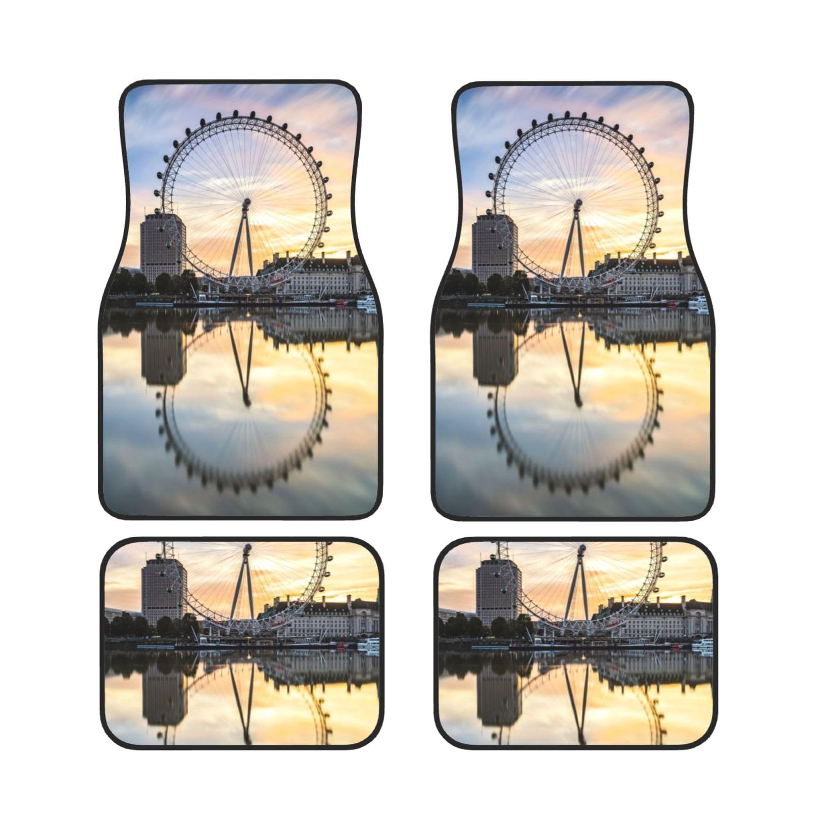 London Eye Universal Auto Fußmatten Set von 4 Stück - vorne & hinten Universalmatte Innenraum Automatten für Autos, SUV, LKW & Van, rutschfest, Einheitsgröße von Xianhziq