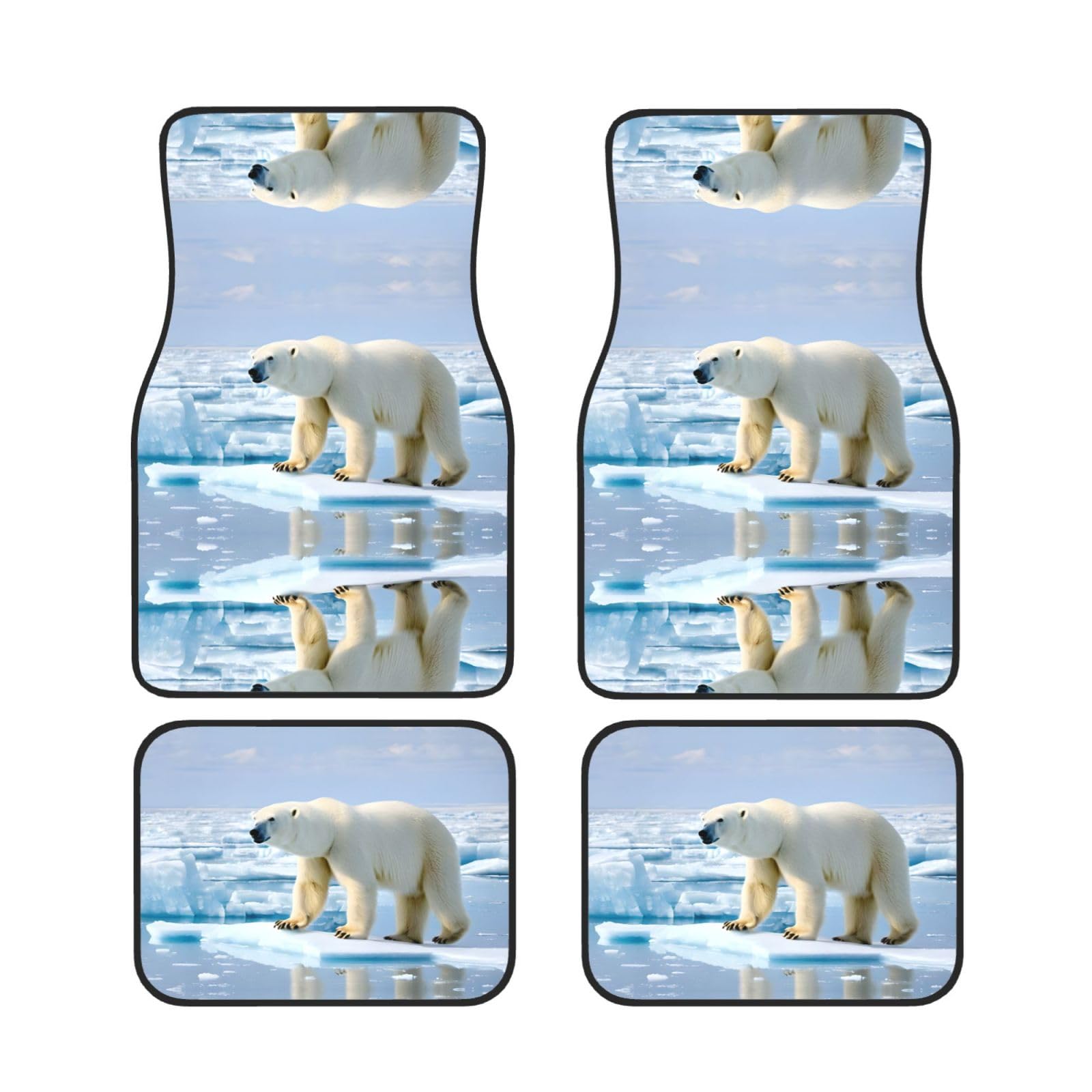 Polar Bear Ice Universal Auto Fußmatten Set von 4 Stück - vorne & hinten Universalmatte Innenraum Automatten für Autos, SUV, LKW & Van, rutschfest, Einheitsgröße von Xianhziq