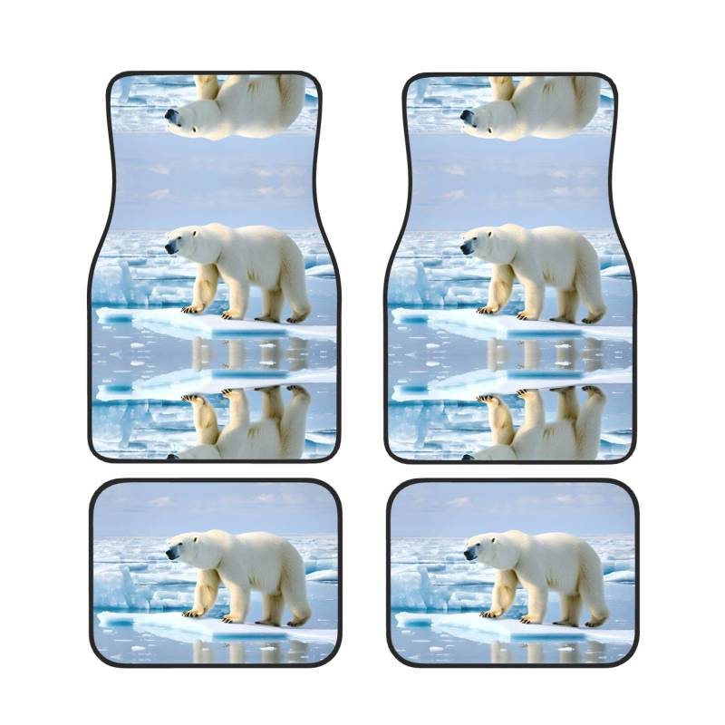 Polar Bear Ice Universal Auto Fußmatten Set von 4 Stück - vorne & hinten Universalmatte Innenraum Automatten für Autos, SUV, LKW & Van, rutschfest, Einheitsgröße von Xianhziq