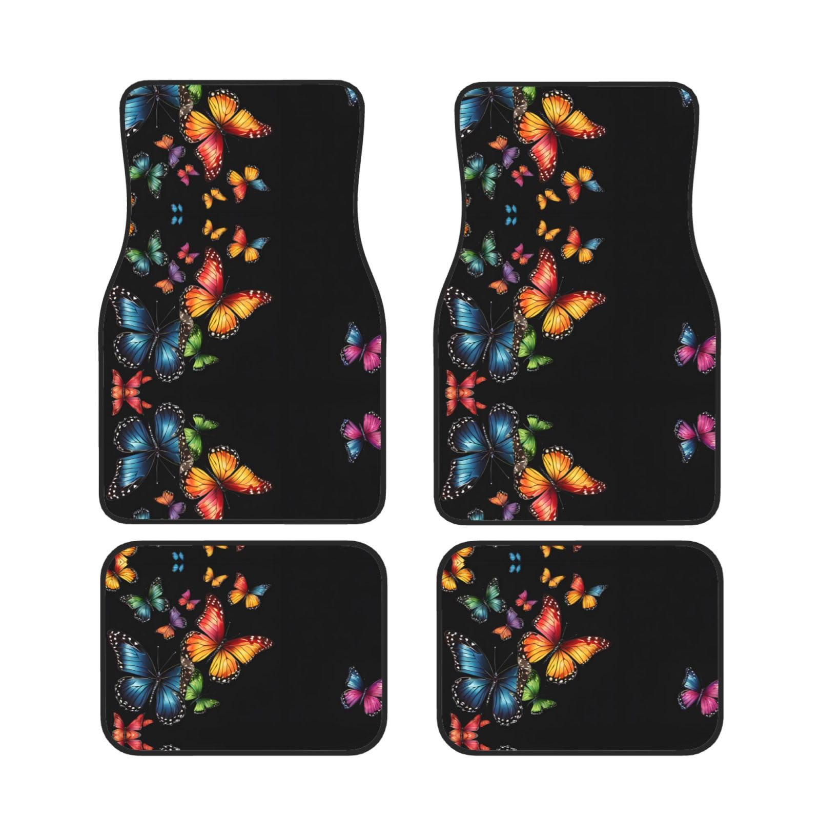 Pretty Butterfly Universal Auto Fußmatten Set von 4 Stück – vorne & hinten Universal-Matte Innenraum Automatten für Autos, SUV, LKW & Van, rutschfest, Einheitsgröße von Xianhziq