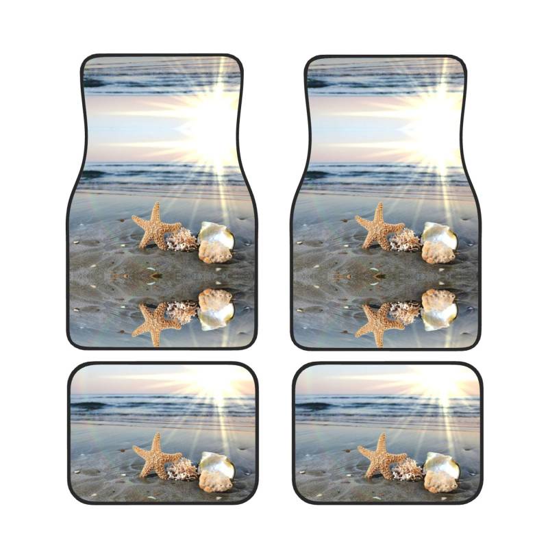 Seashells On The Beach Universal Auto Fußmatten Set mit 4 Stück – vorne & hinten Universal-Matte Innenraum Automatten für Autos, SUV, LKW & Van, rutschfest, Einheitsgröße von Xianhziq