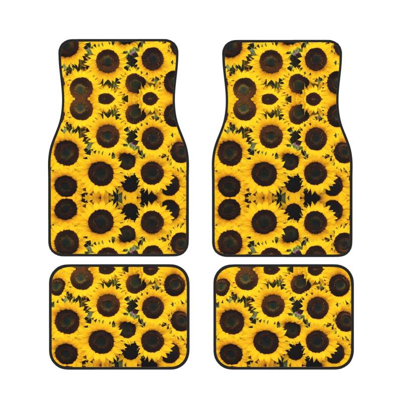 Sunflowers Universal Auto Fußmatten Set von 4 Stück – vorne & hinten Universal-Matte Innenraum Automatten für Autos, SUV, LKW & Van, rutschfest, Einheitsgröße von Xianhziq