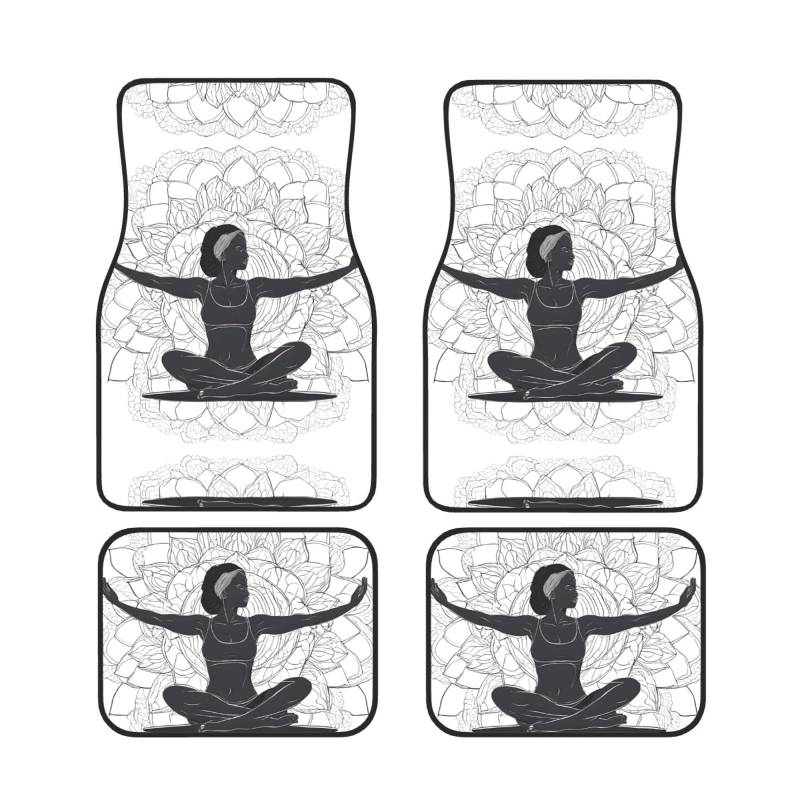 Yoga Meditation Universal Auto Fußmatten Set von 4 Stück – vorne & hinten Universal-Matte Innenraum Automatten für Autos, SUV, LKW & Van, rutschfest, Einheitsgröße von Xianhziq