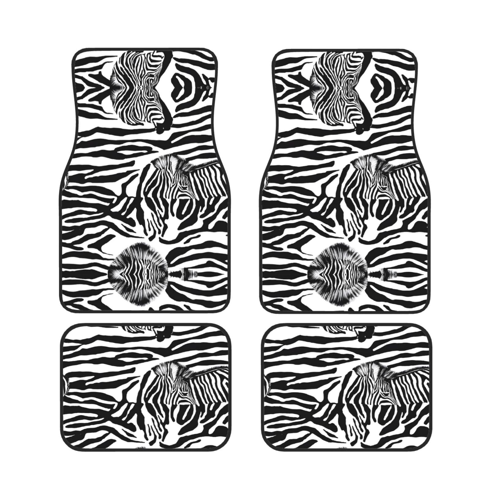 Zebra Prints Universal Auto Fußmatten Set von 4 Stück – vorne & hinten Universal-Matte Innenraum Automatten für Autos, SUV, LKW & Van, rutschfest, Einheitsgröße von Xianhziq