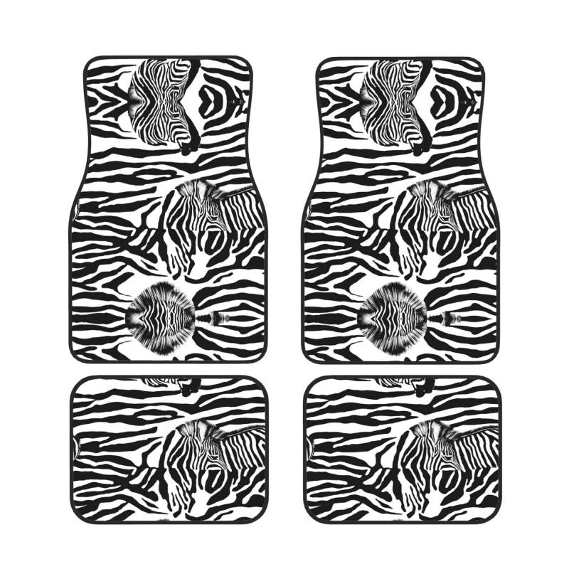 Zebra Prints Universal Auto Fußmatten Set von 4 Stück – vorne & hinten Universal-Matte Innenraum Automatten für Autos, SUV, LKW & Van, rutschfest, Einheitsgröße von Xianhziq