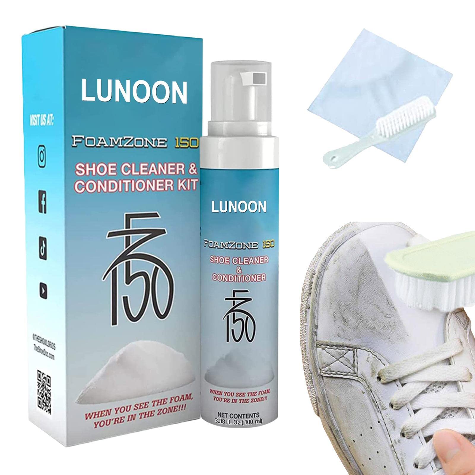 Xiaoxin 1/2 STK. Foamzone 150 Schuhreiniger Schuhreiniger-Schaum-Kit Schuhreiniger & Conditioner-Kit, Schuhpflege-Reinigungsset Für Shell-Schuhe, Segeltuchschuhe, Turnschuhe, Air Force-Schuhe von Xiaoxin