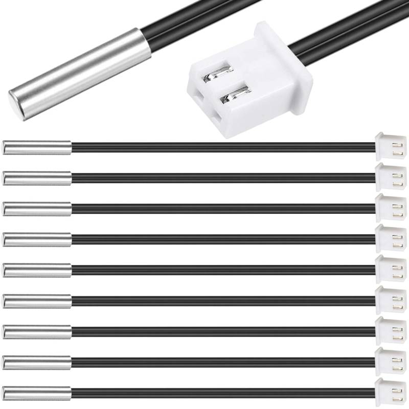 Xiatiaosann 10 Stück NTC Thermistor Temperatursensorsonde 39,4 Zoll XH2.54-2P-Stecker 3950 B Temperatursensorsonde Digitaler Temperaturtransmitter-Verlängerungskabel für Auto-Klimaanlage-Kühlschrank von Xiatiaosann