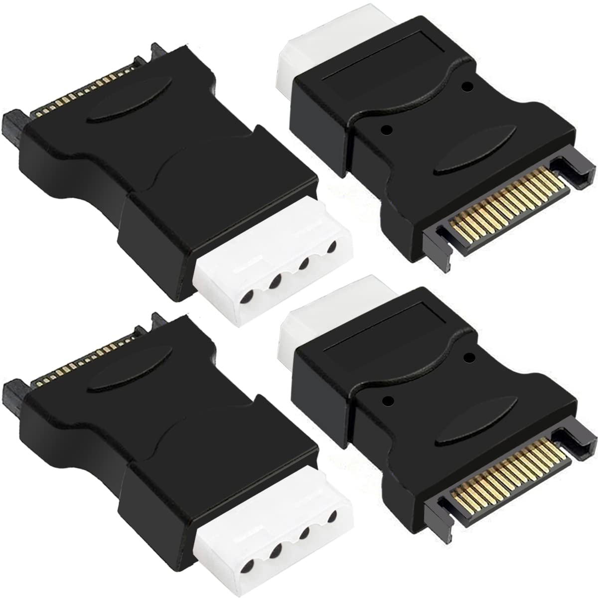 Xiatiaosann 15Pin SATA Stecker auf Molex 4Pin IDE Adapter, LP4 Buchse auf SATA für Festplatte HDD SATA Stromkabel Konverter, 4 Stück von Xiatiaosann