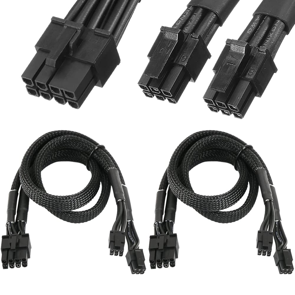 Xiatiaosann 2 Stück Dual Mini 6-Pin Stecker auf Mini 8-Pin Stecker PCI-e Grafikkarte Netzteil Verlängerung Splitter Kabel mit Ummantelung für Mac Pro Tower/Power für Mac G5 15 Zoll (38 cm) von Xiatiaosann