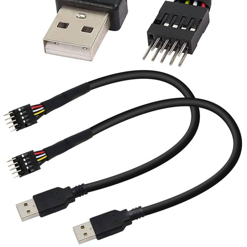 Xiatiaosann 2er-Pack 9-poliger USB-IDC-Motherboard-Stecker auf einzelnen USB 2.0-Typ-A-Stecker, Verlängerungskabel, Adapter, Konverterkabel, 7,8 Zoll (20 cm) von Xiatiaosann