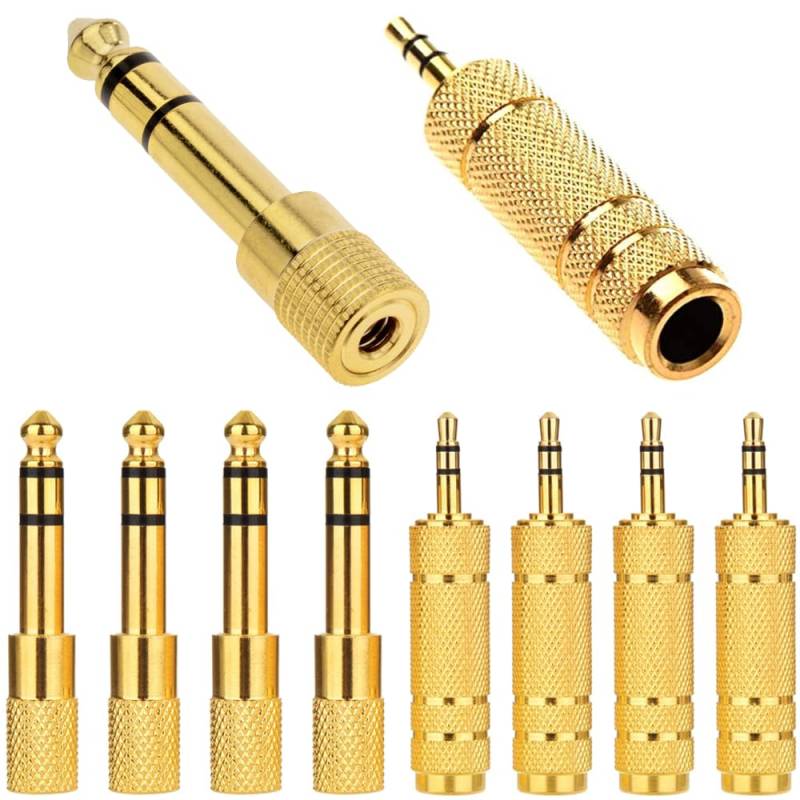 Xiatiaosann 3,5mm Stecker auf 6,35mm Buchse Adapter und 3,5mm Buchse auf 6,35mm Stecker Adapter, vergoldete 1/8 Zoll auf 1/4 Zoll Klinke für Aux-Kabel, Gitarrenverstärker, Kopfhörer (10 Stück) von Xiatiaosann